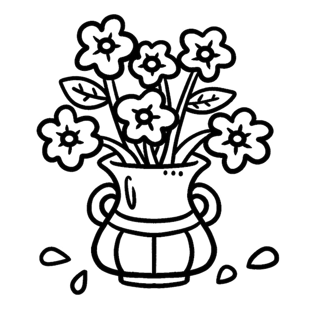 Premium vector flower vase isolated coloring page for kids