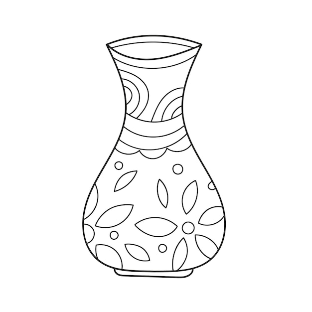 Premium vector simple coloring page page to be colored one vector vase with decoration