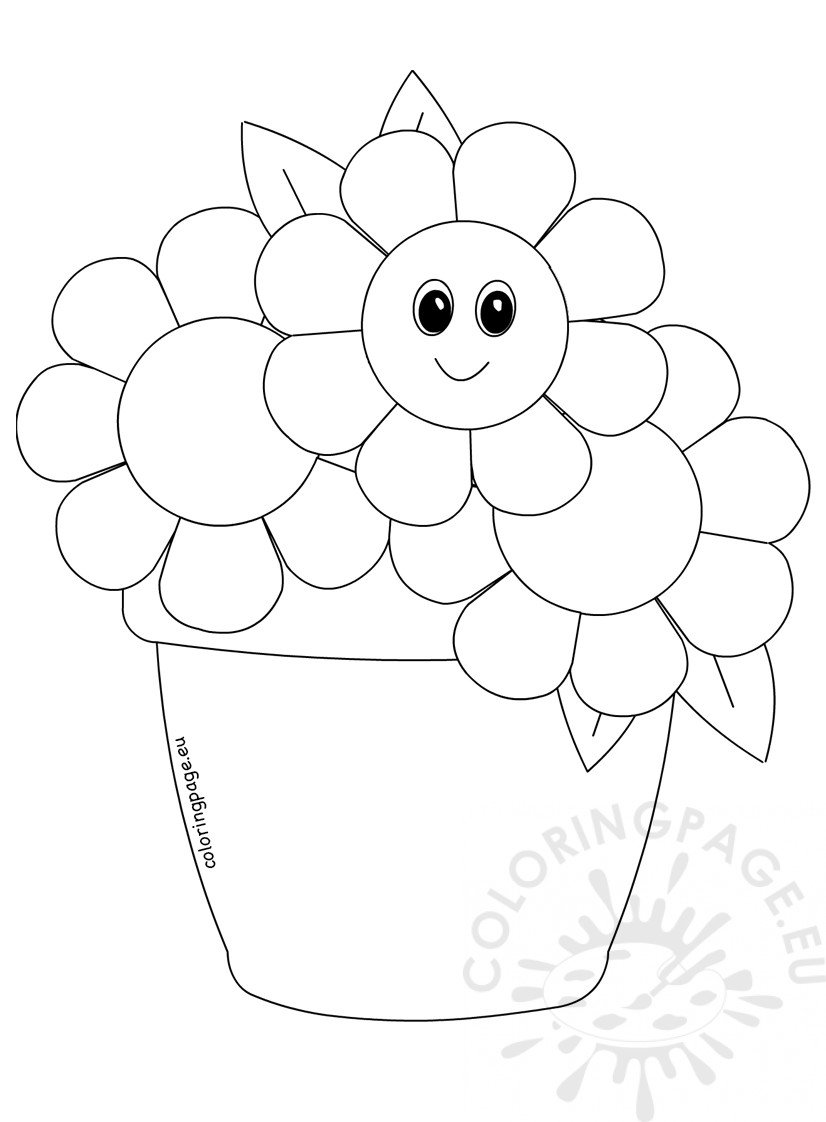 Vase with three daisies coloring page