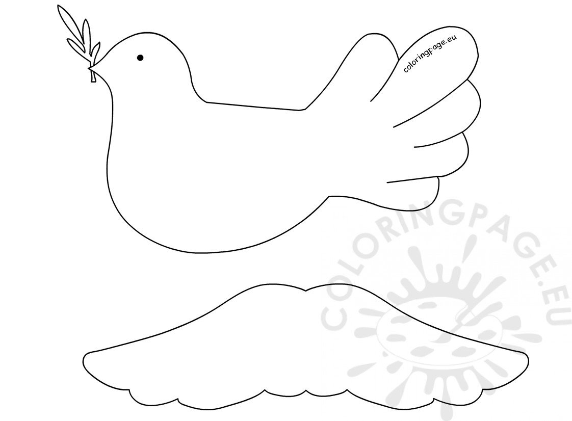 Easy paper peace dove pattern coloring page