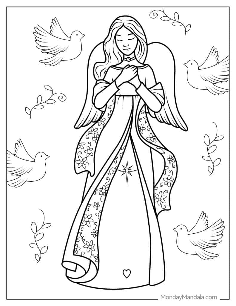 Angel coloring pages free pdf printables