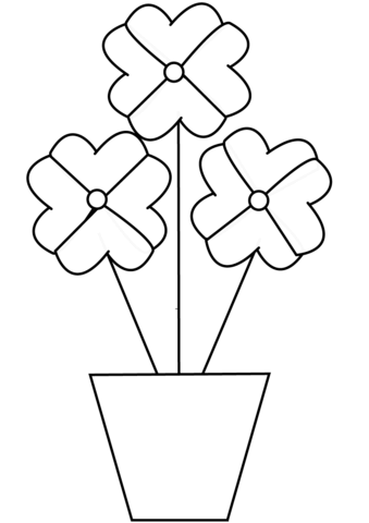 Flowers in a pot coloring page free printable coloring pages