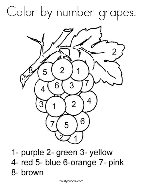 Color by number grapes coloring page