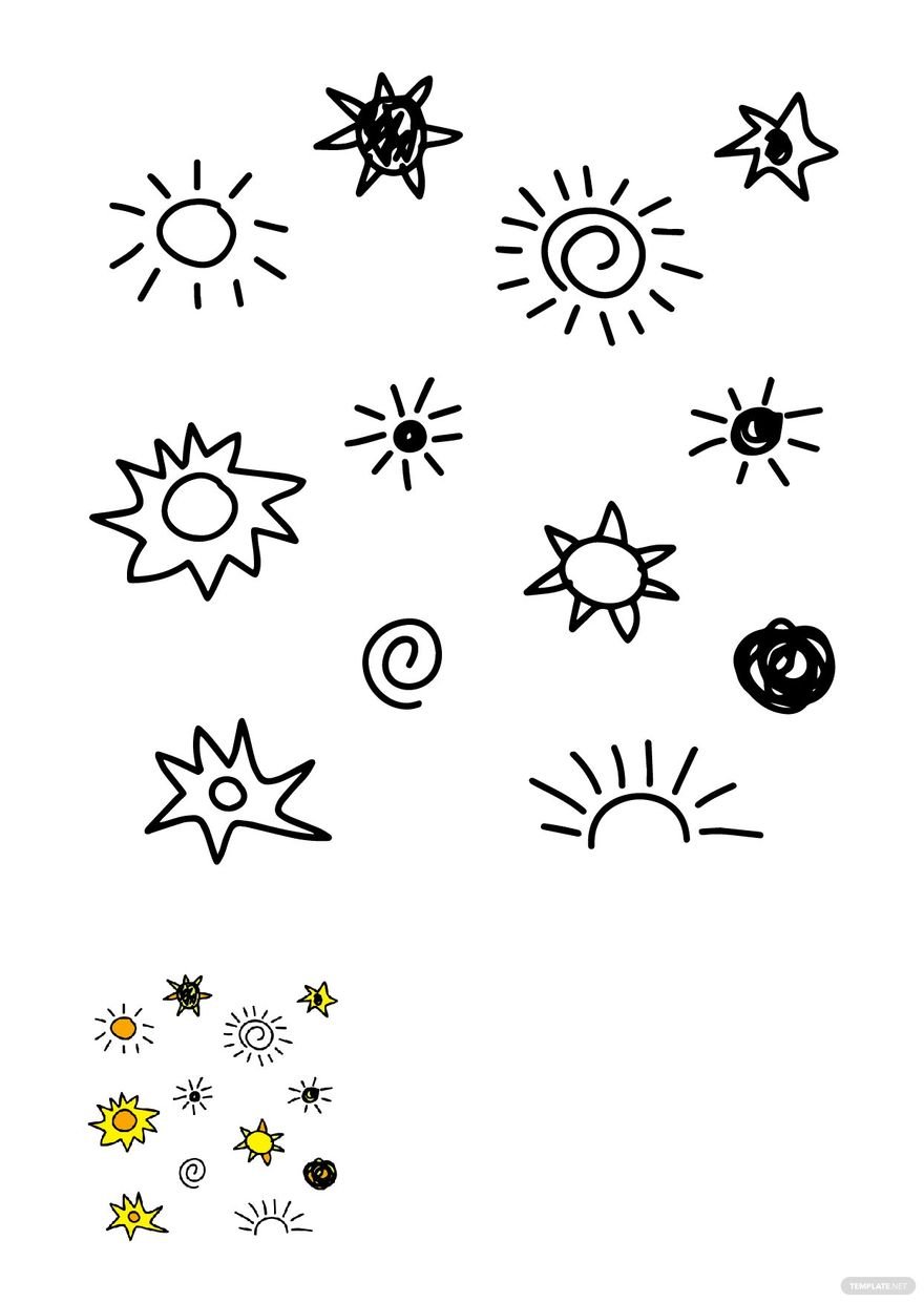 Free sun doodle coloring page