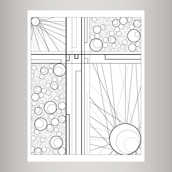 Circles and lines coloring page adult coloring page cross rays moon sun cross instand download pattern template