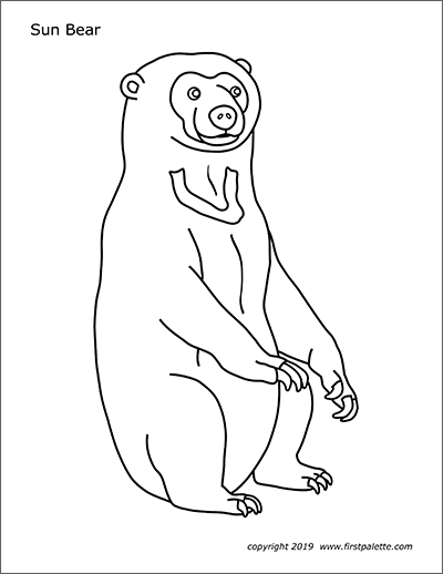 Sun bear free printable templates coloring pages