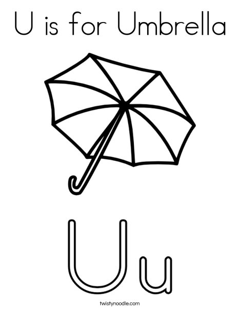 U is for umbrella coloring page