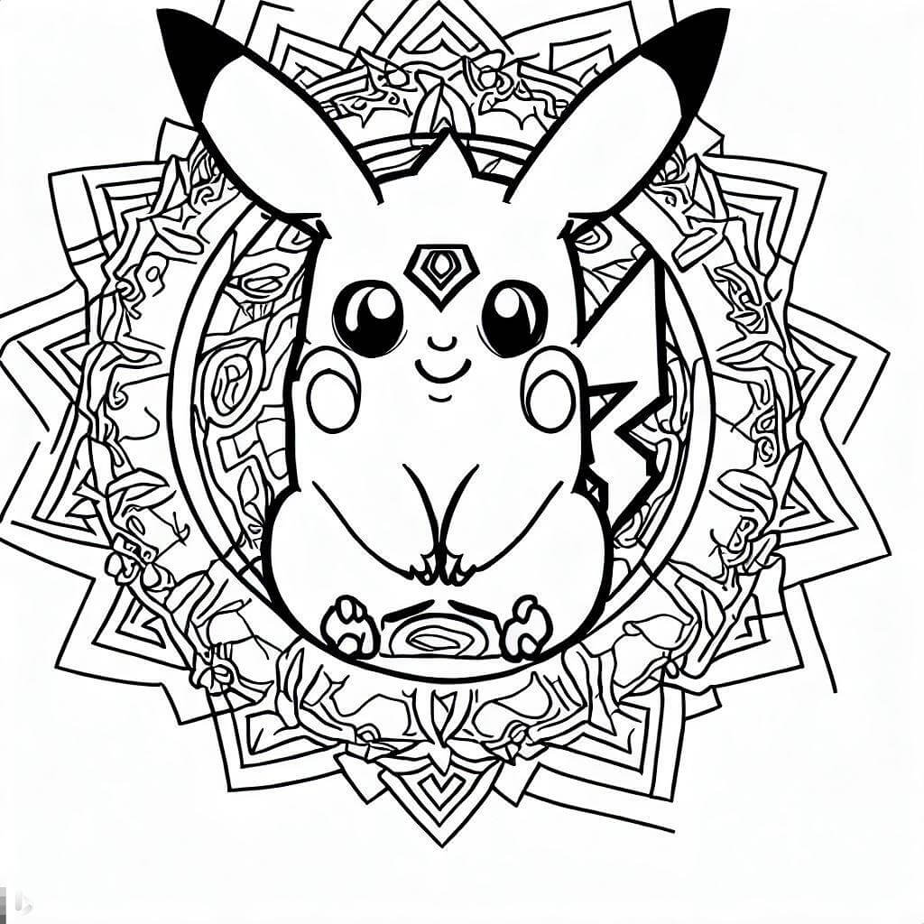 Perfect pikachu mandala coloring page