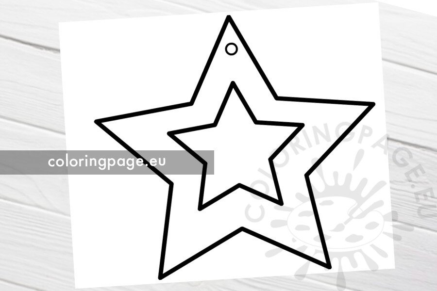 Hanging star template coloring page