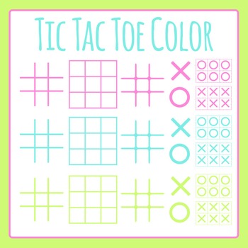 Tic tac toe tictactoe naughts and crosses color game templates clip art set
