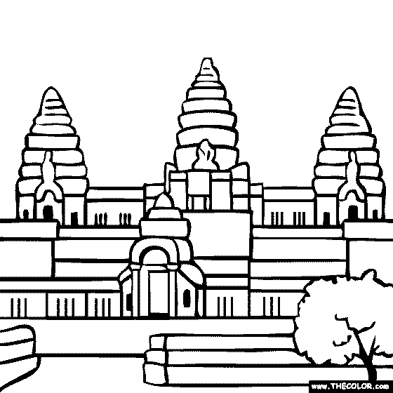 Angkor wat hindu teple cabodia coloring page