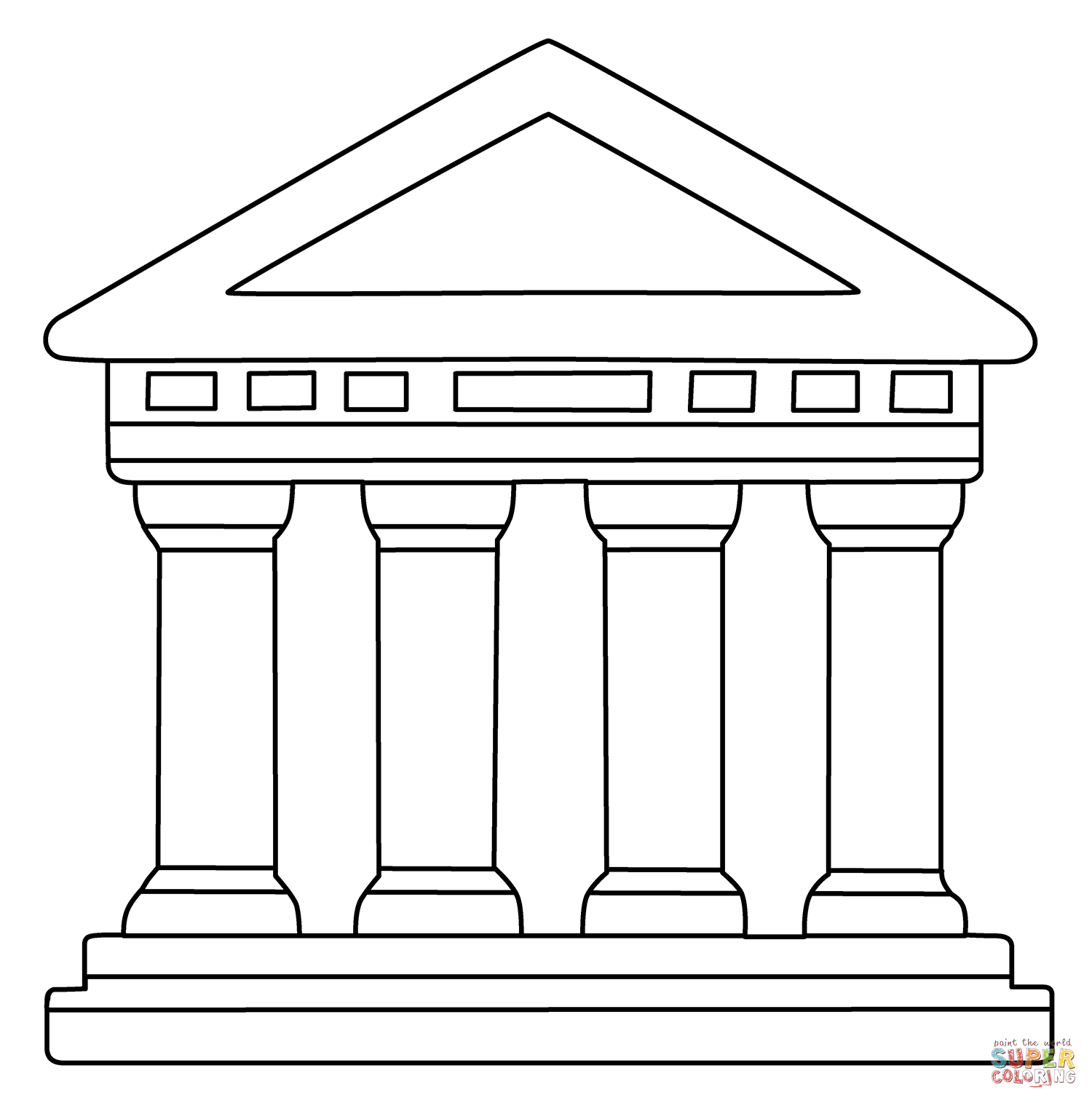 Classical building emoji coloring page free printable coloring pages