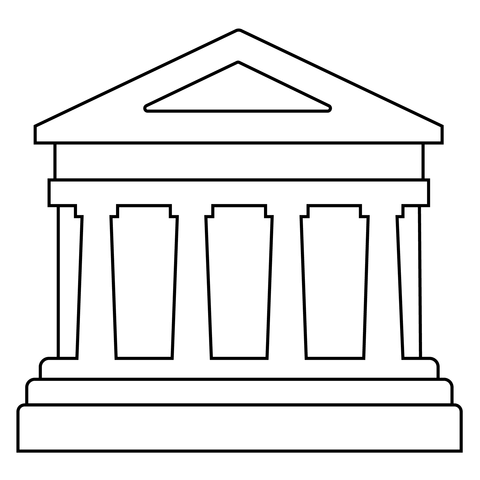 Classical building emoji coloring page free printable coloring pages