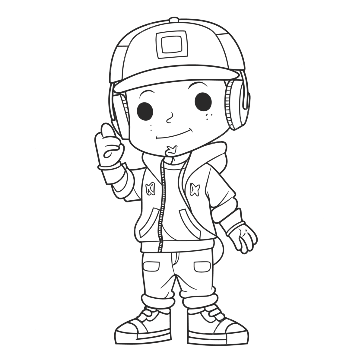 Coloring page of a boy in a jacket and hat and holding his hands outline sketch drawing vector rap drawing rap outline rap sketch png and vector with transparent background for free