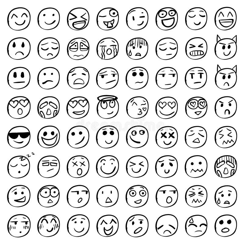 Emoticons outline emoji faces emoticon funny smile vector line icons stock vector