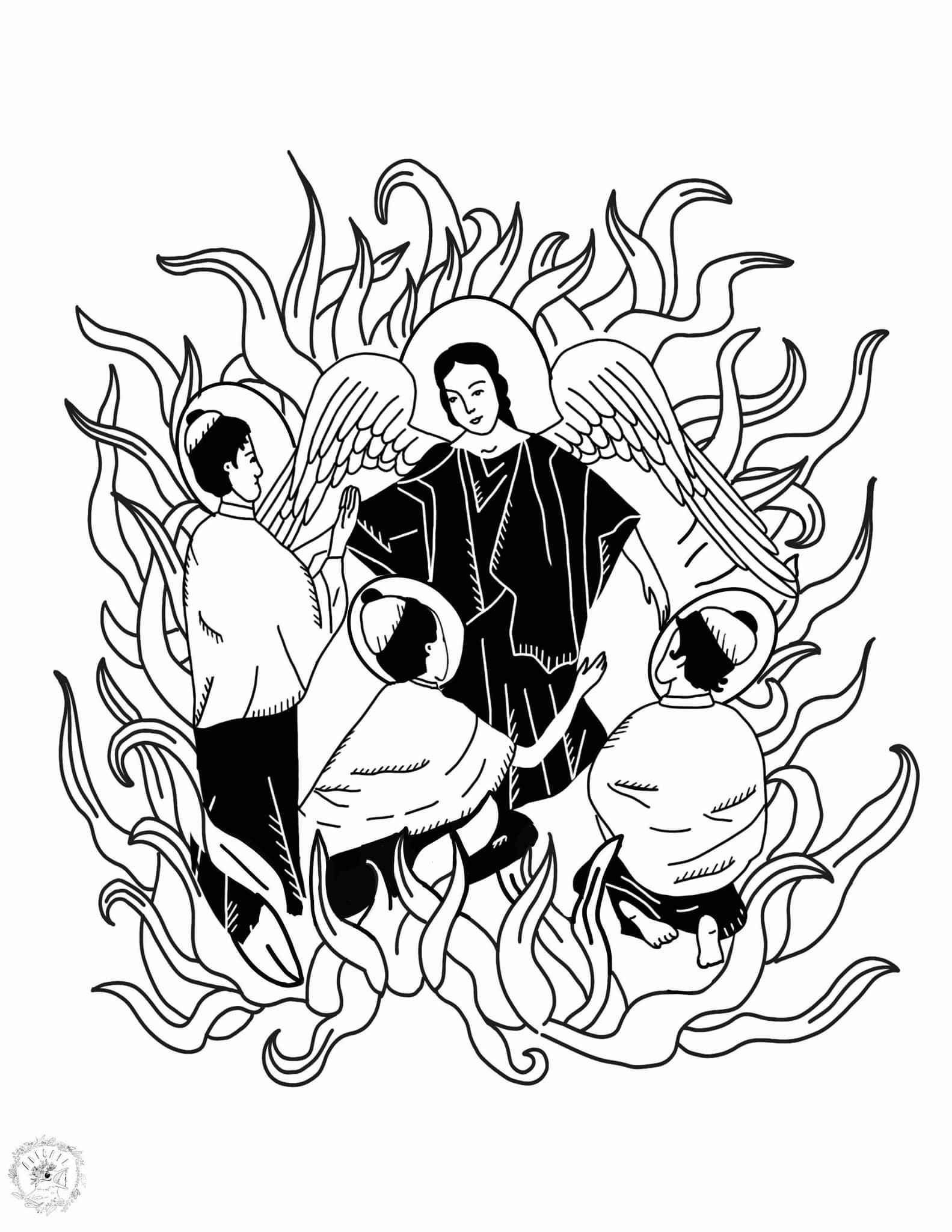 Free coloring page of holy youths â ascetic life of motherhood