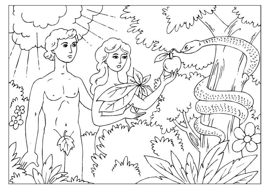 Coloring page adam and eve