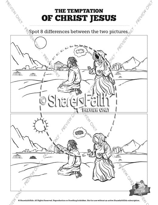 Matthew jesus tempted sunday school coloring pages â