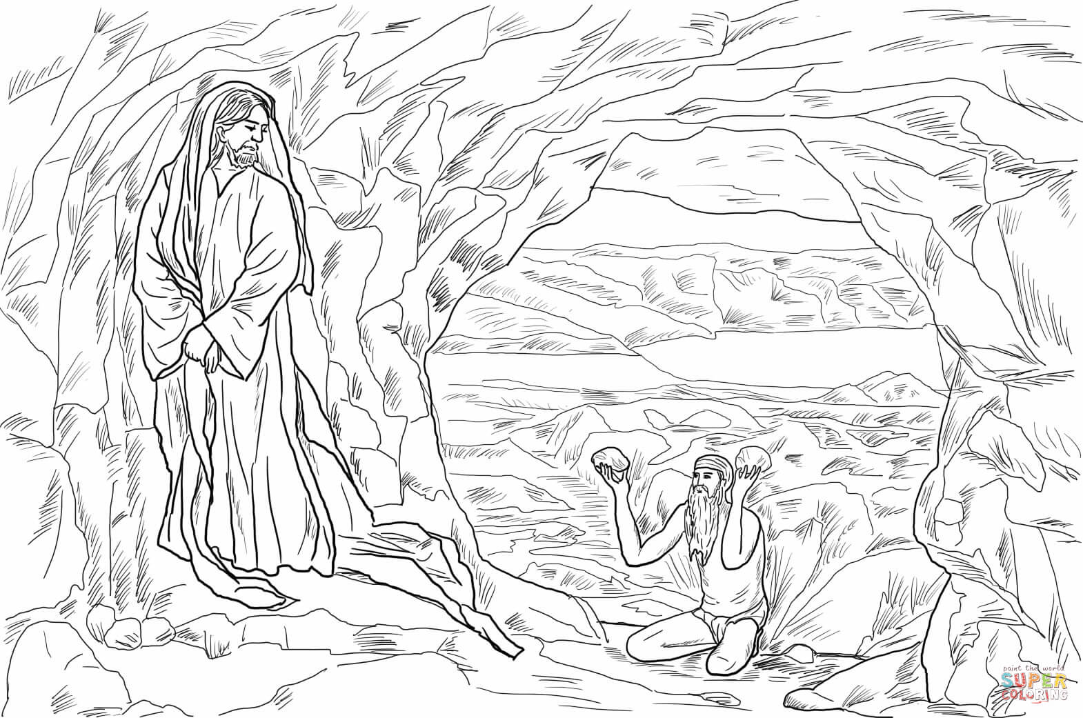 Jesus tempted in the wildernes coloring page free printable coloring pages