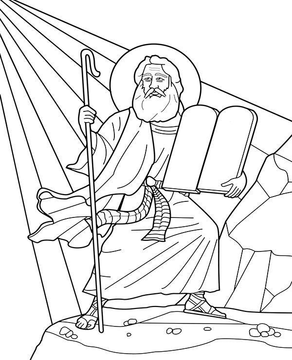 Moses and commandments coloring sheet