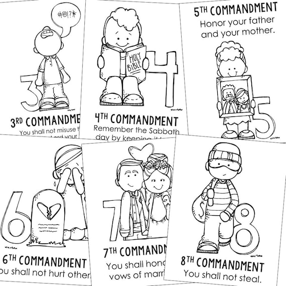 Ten mandments bible story coloring pages activity homeschool printable bible study for kids sunday school church bulletin board