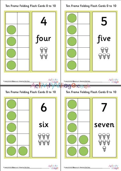 Ten frame flash cards