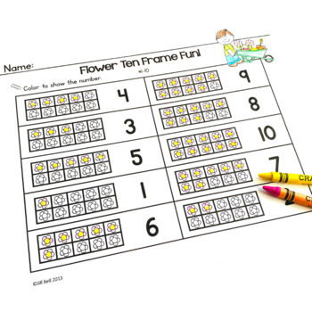 Ten frames spring worksheets flash cards kindergarten first grade