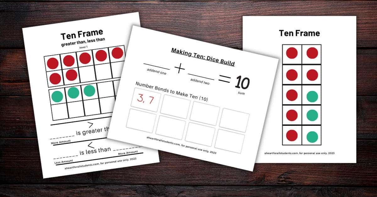 Free printable ten frame cards templates activities