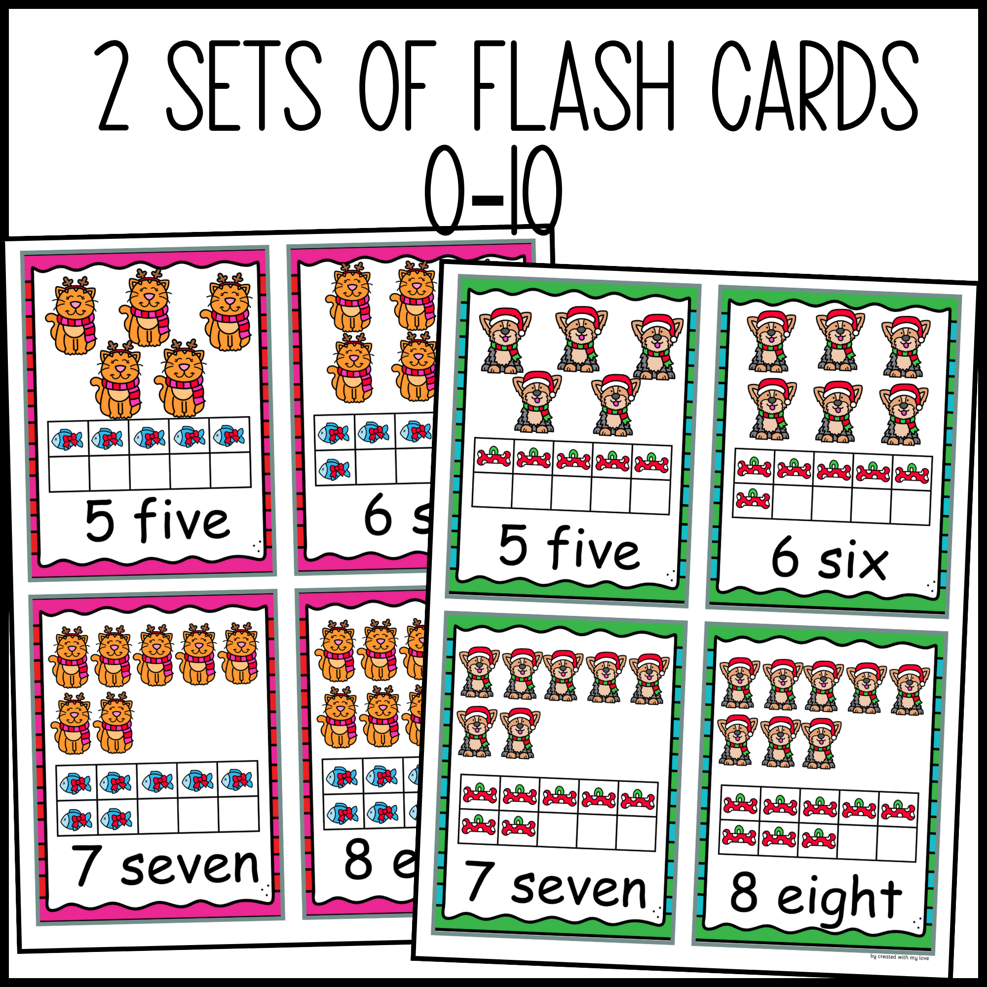 Christmas numbers flashcards numeral