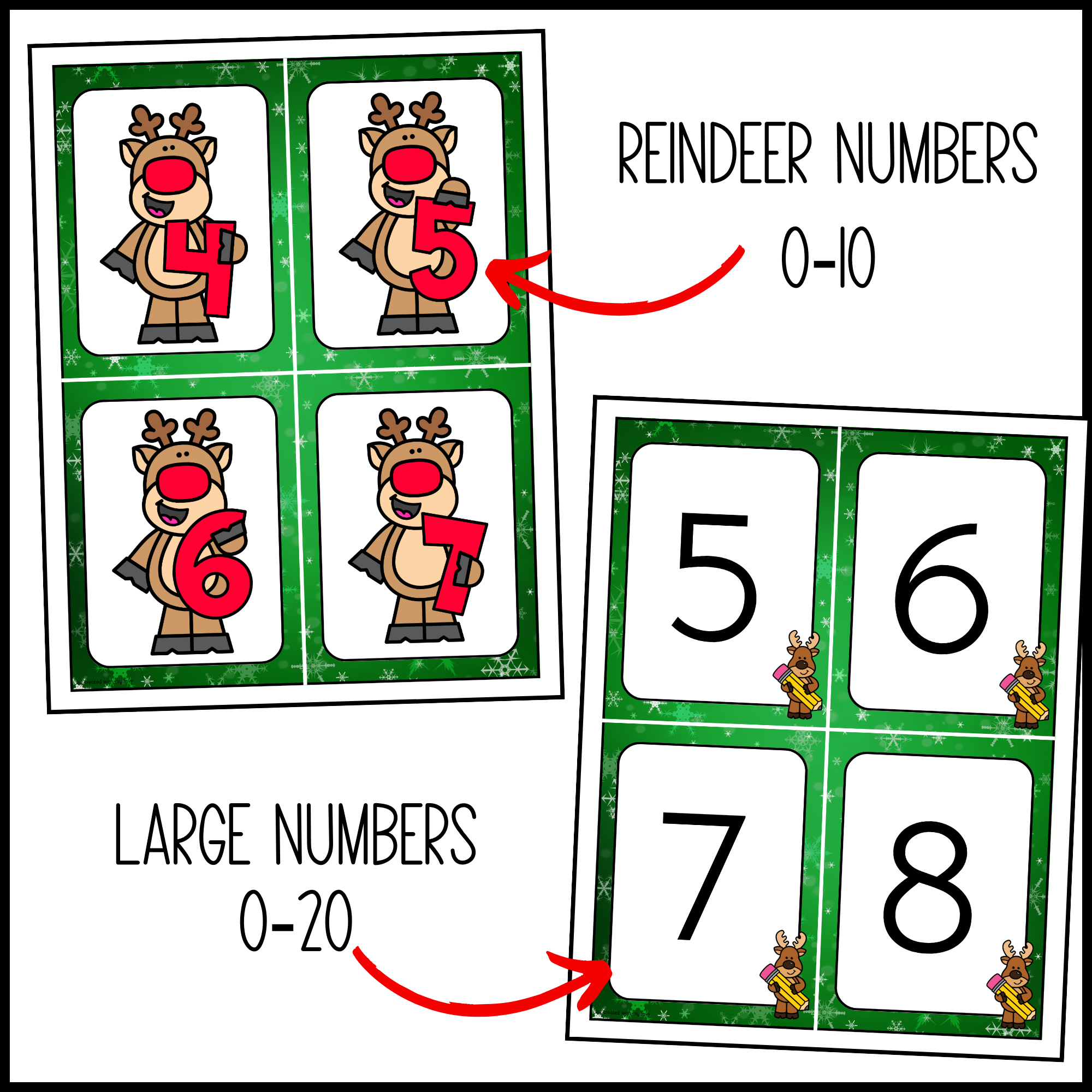 Christmas numbers flashcards numeral