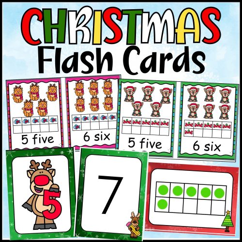 Christmas numbers flashcards numeral