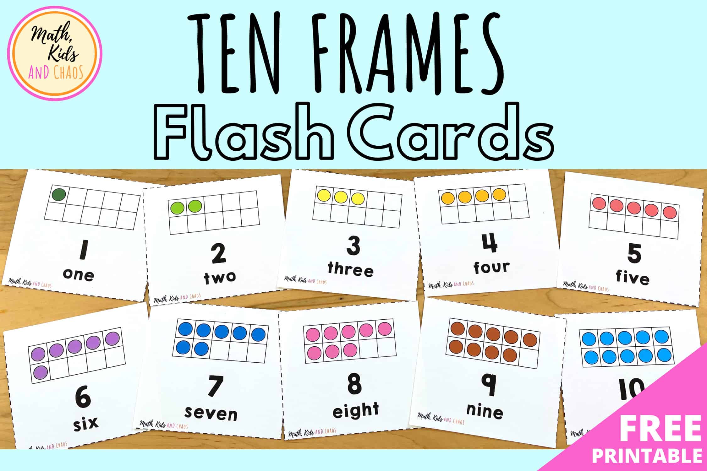 Ten frames flash cards