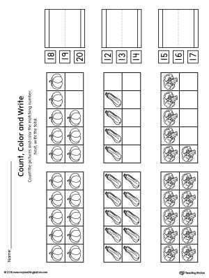 Free ten frame count color and write the number printable worksheet