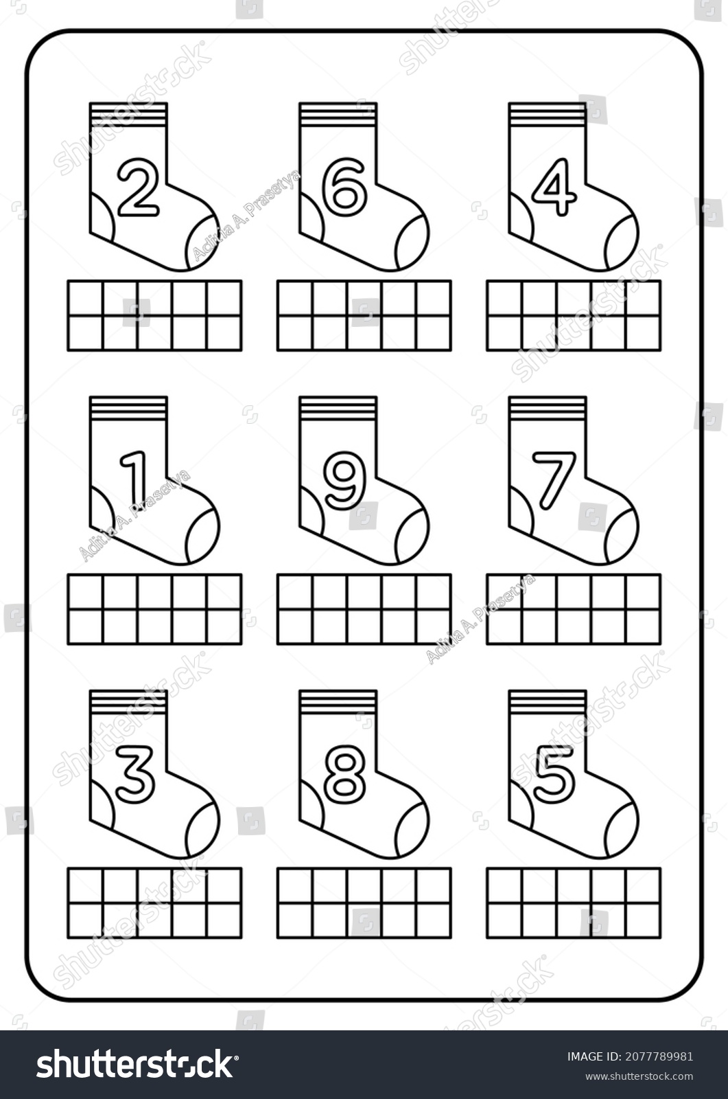 Color ten frames according numbers object stock vector royalty free