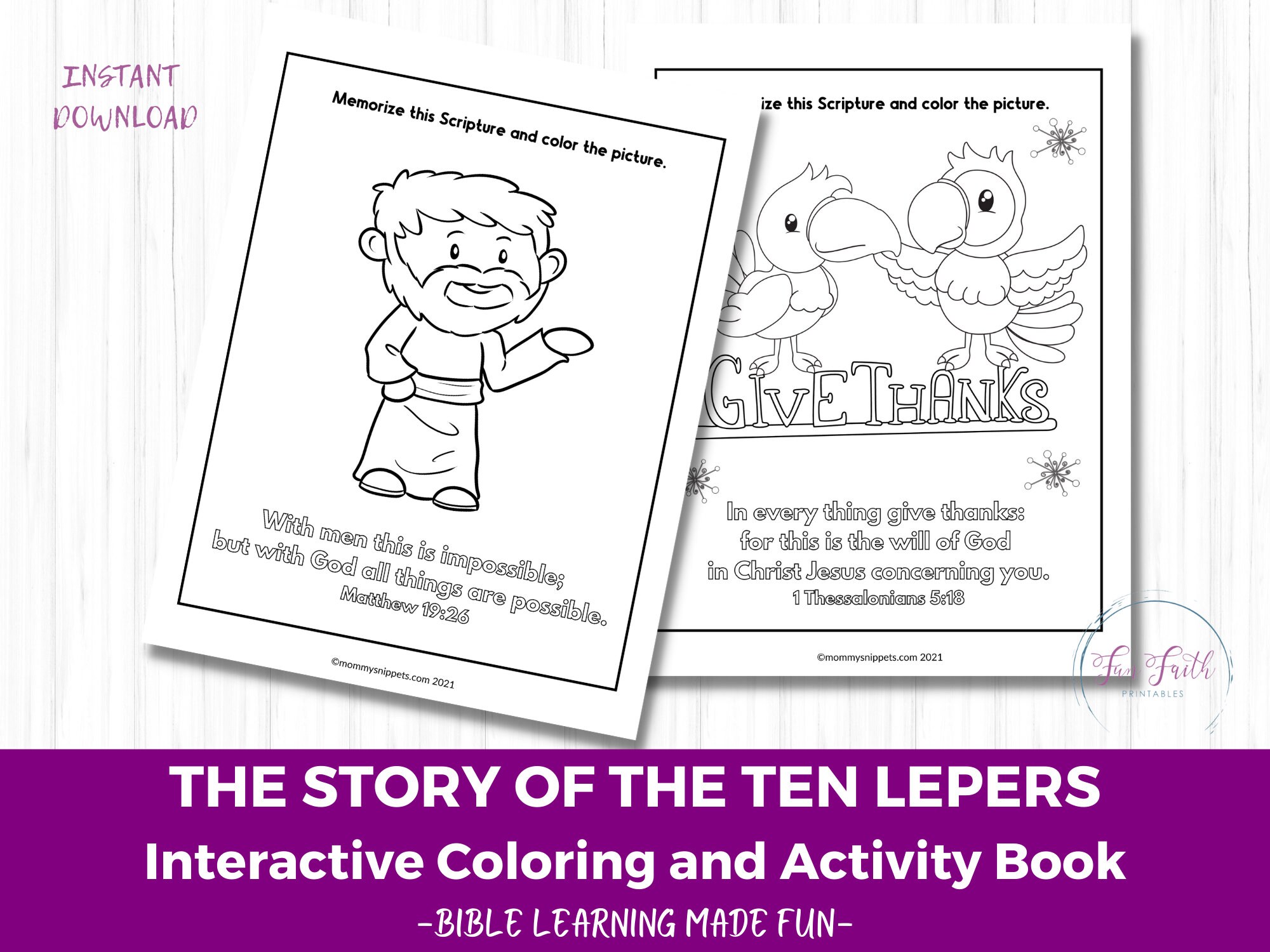 Story of the ten lepers coloring activity book kids bible study bible verse coloring pages sunday school lesson scripture coloring