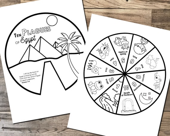 Plagues of egypt coloring wheel printable bible activity watercolor kids passover lesson ten plagues memory game sunday school