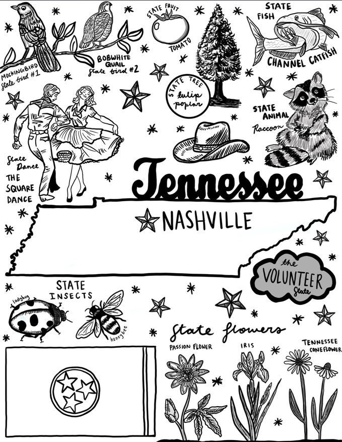 Tennessee coloring page instant download