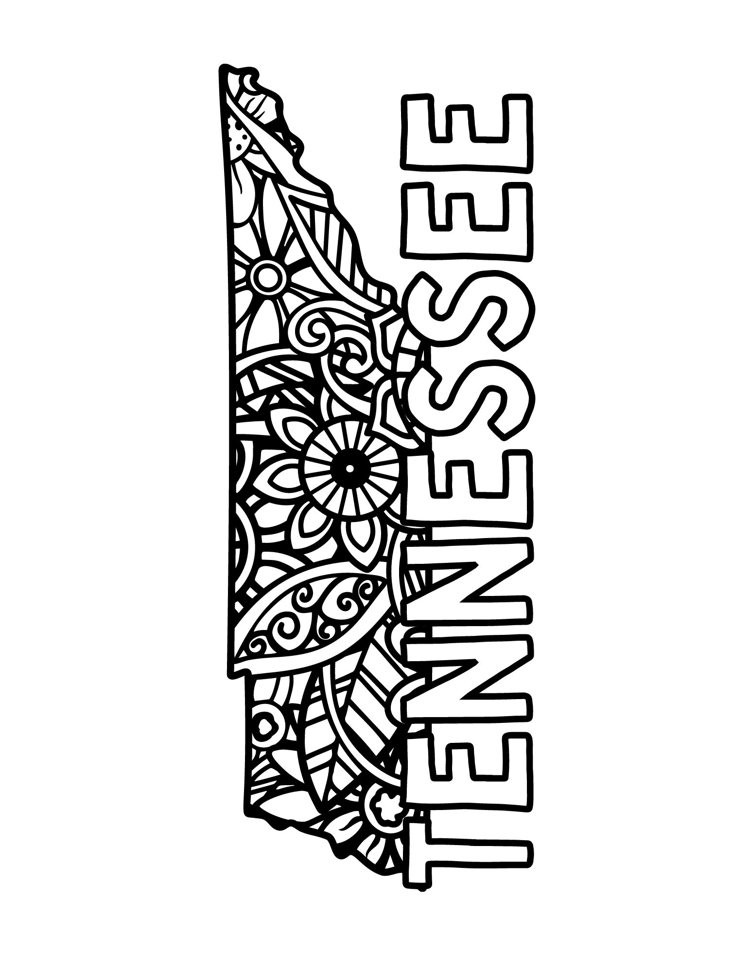 Tennessee coloring pages state name floral mandala coloring sheet pdf pages