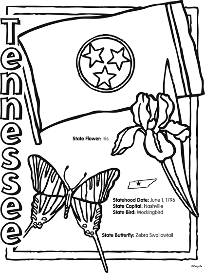 State of tennessee free coloring page