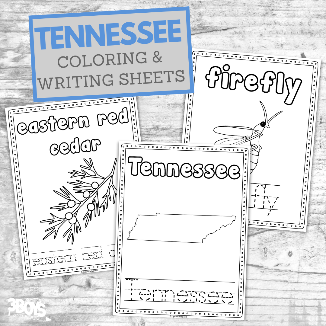 Tennessee handwriting and coloring pages for learning fun