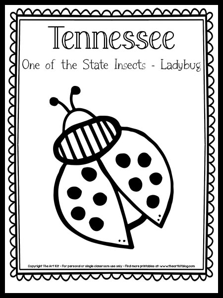 Tennessee state insect coloring page ladybug free printable â the art kit