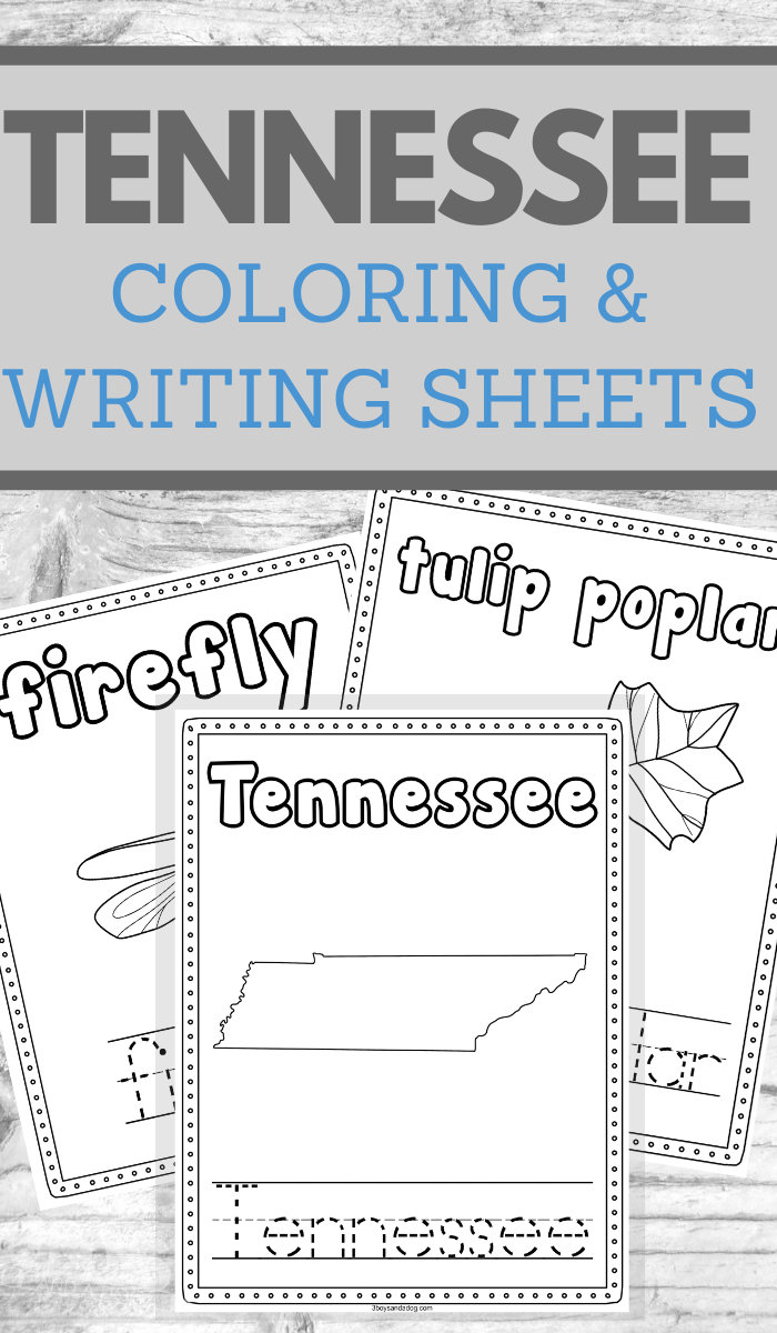 Tennessee handwriting and coloring pages for learning fun