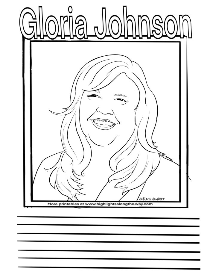 Instant print gloria johnson coloring page