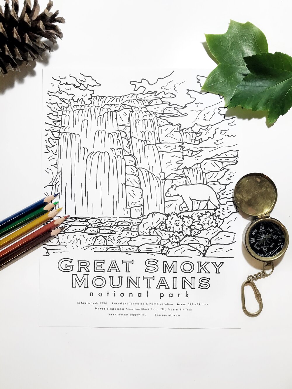 Great smoky mountains coloring page â dear summit supply co