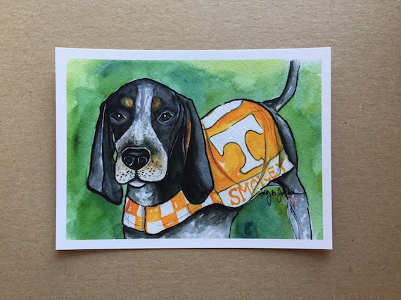 University of tennessee smokey art print ut vols watercolor painting tn volunteers mascot artwork ut graduation gift