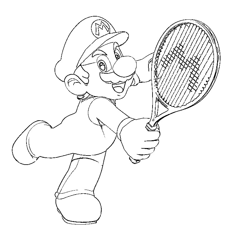 Coloring page tennis tennis super mario