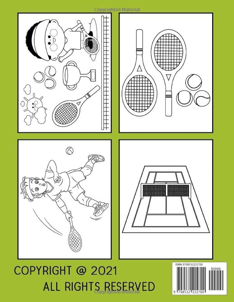 Tennis coloring book for kids ages