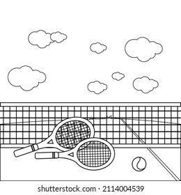 Rackets tennis ball tennis court vector vector de stock libre de regalãas