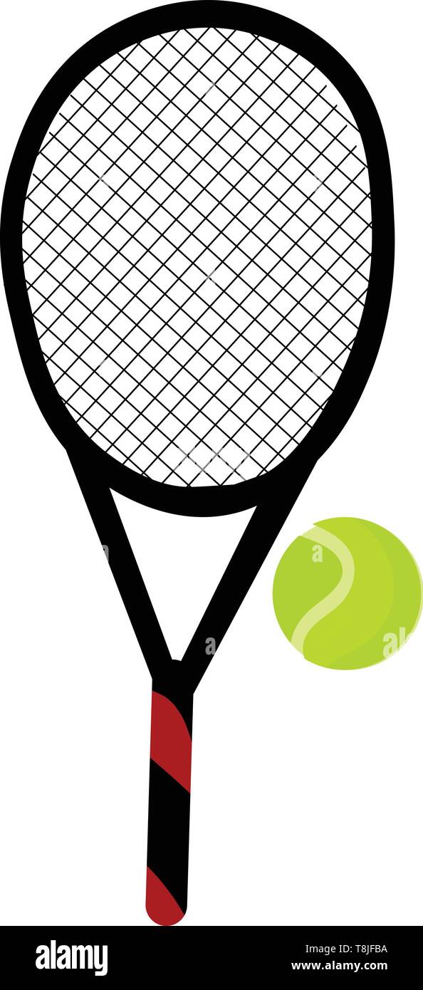 A tennis racket with yellow ball vector color drawing or illustration stock vector image art