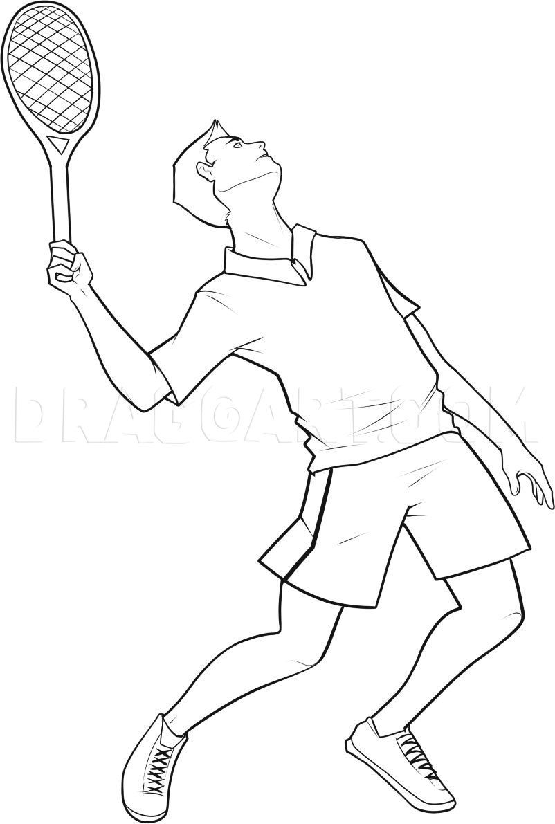 How to draw a tennis player step by step drawing guide by dawn dragoart sports illustrations art tennis players tennis drawing